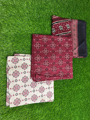 Bin Saeed Unstitched 3-Piece Suit –Dark Red Grace