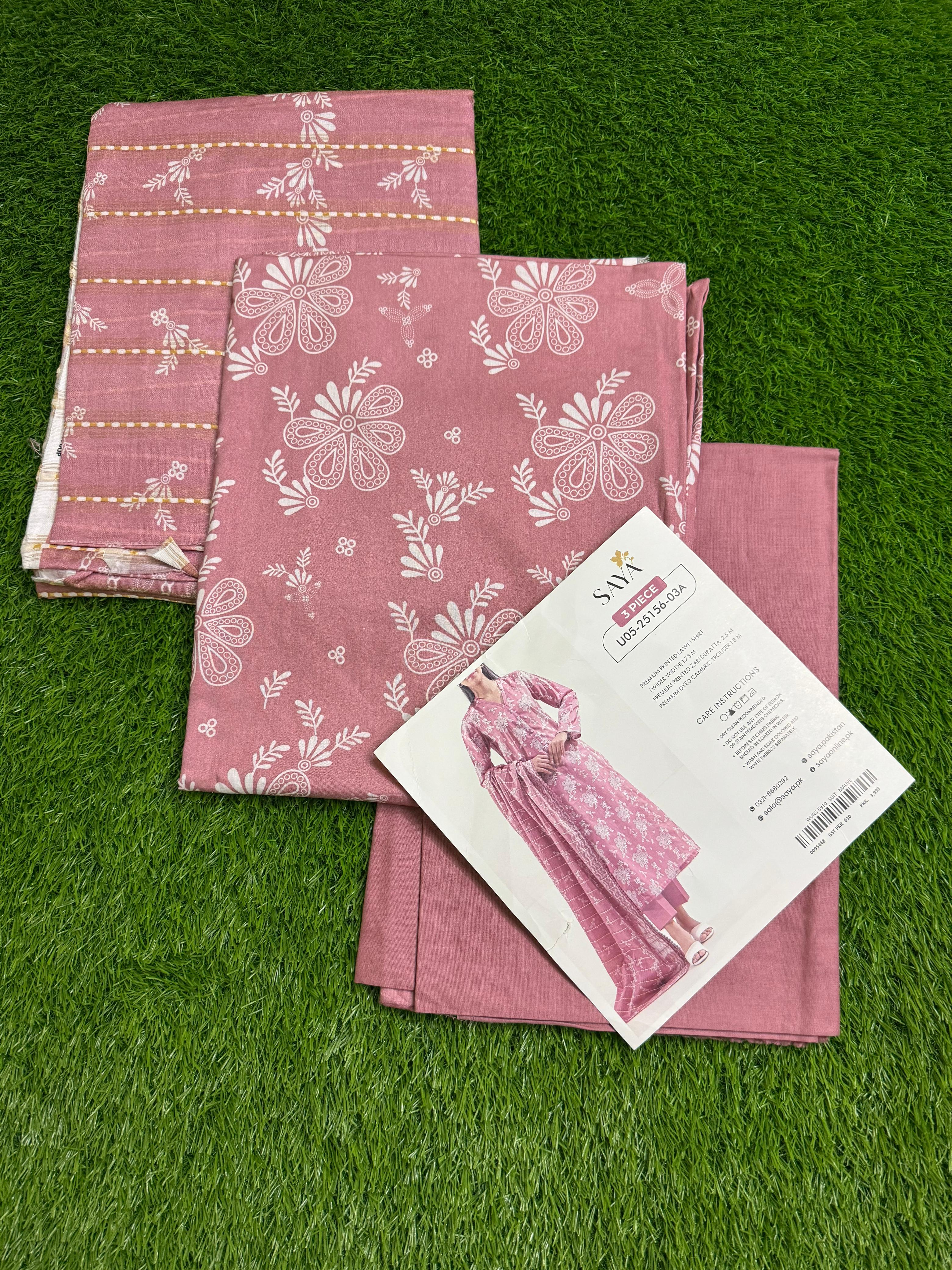 Saya Unstitched Printed Lawn 3-Piece – WUNS-5910