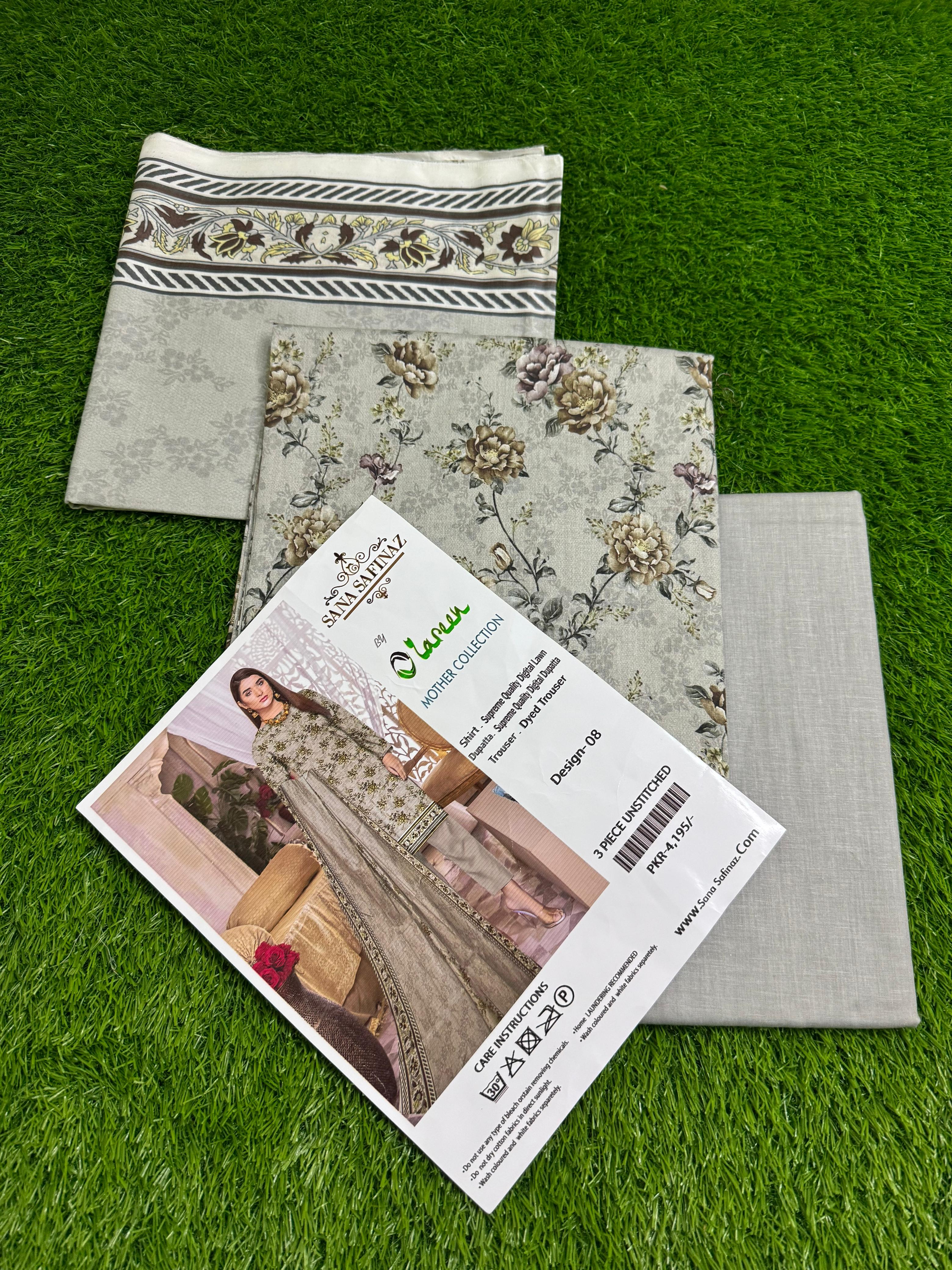 Sana Safinaz by Zareen Unstitched 3-Piece Suit – Elegant Grey