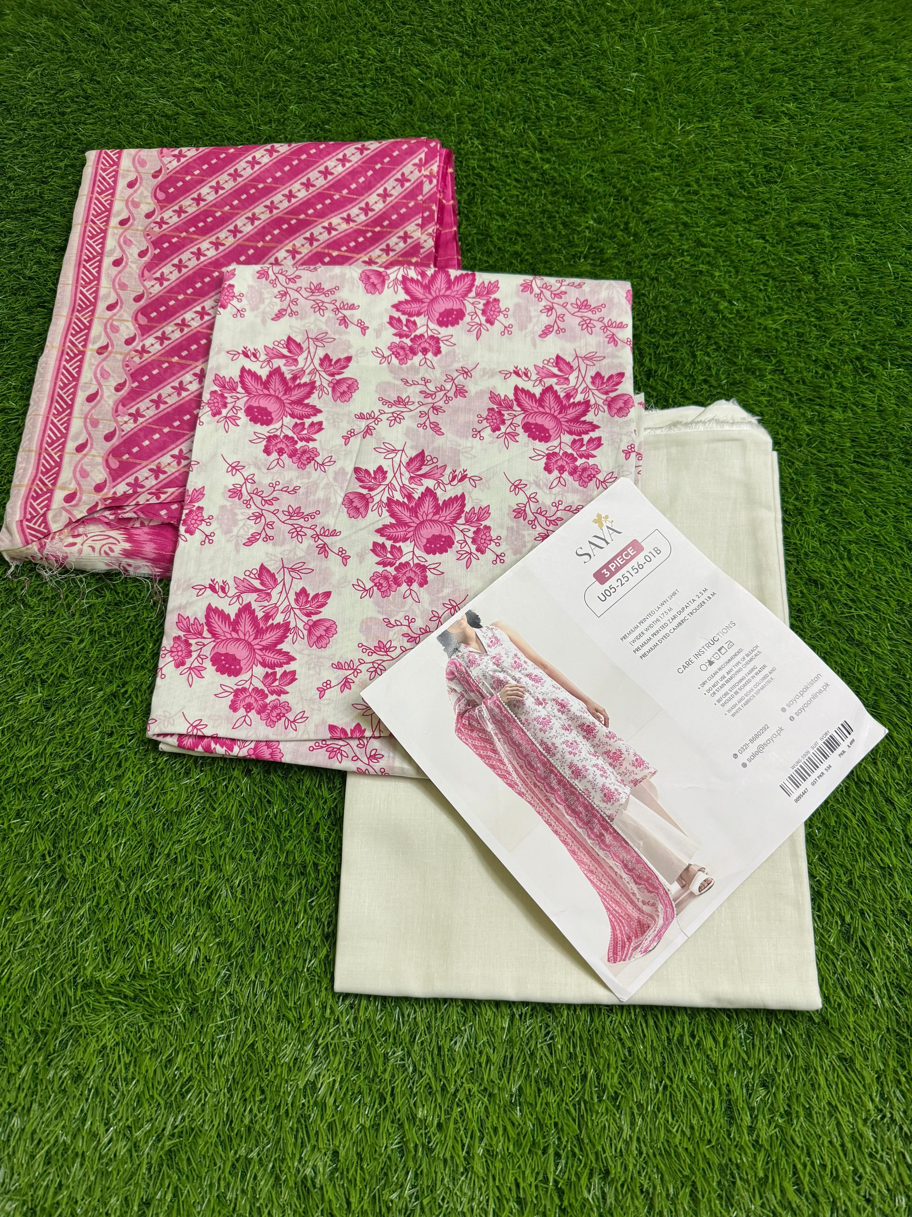 Saya Unstitched Printed Lawn 3-Piece – WUNS-5909